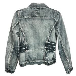 Colours of the World Denim Jacket Skull Women Sz S Grunge Y2K Goth Streetwear